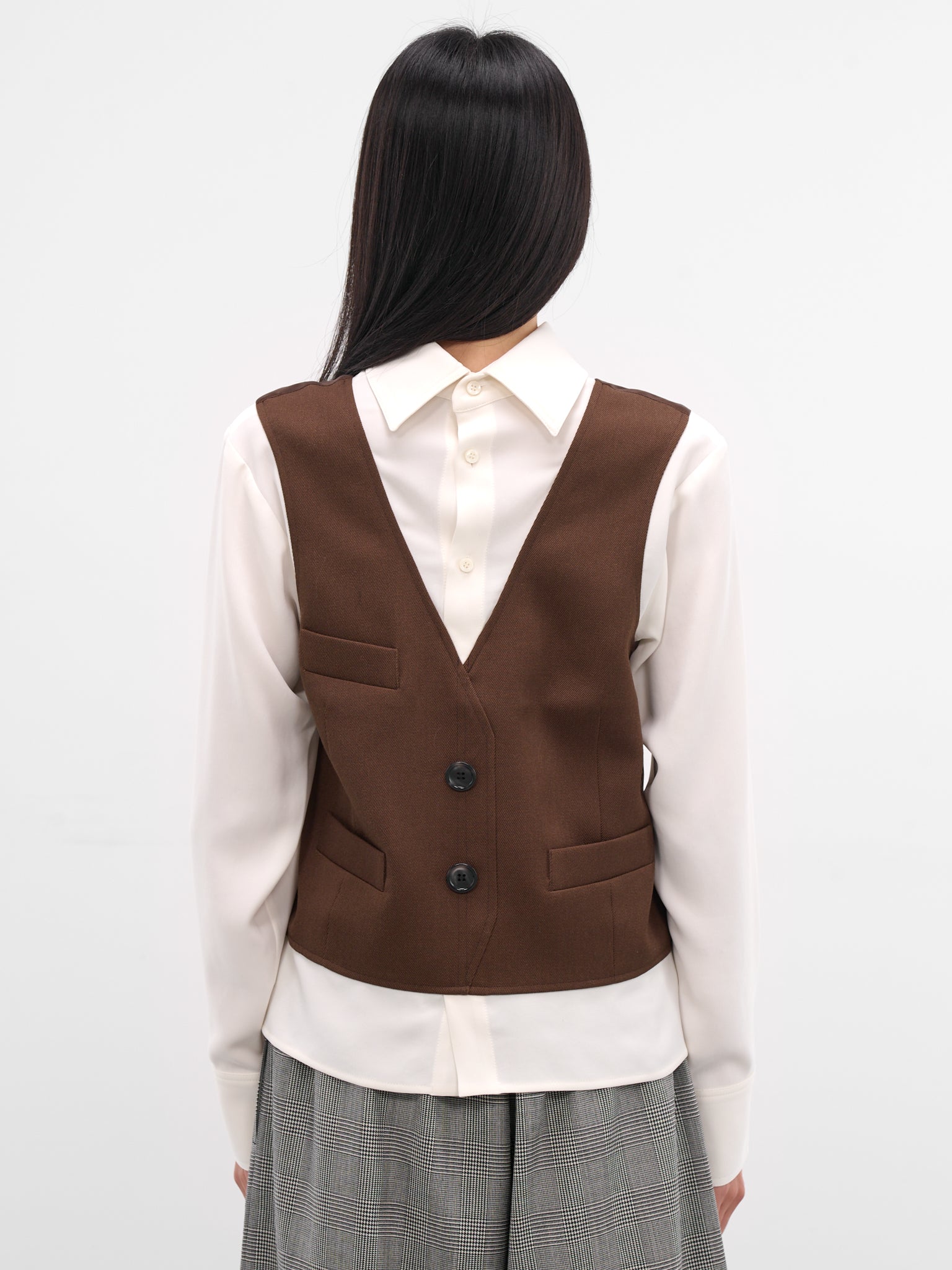 Backwards Layered Waistcoat Shirt (SHI1-MAREK-BROWN-CREAM)