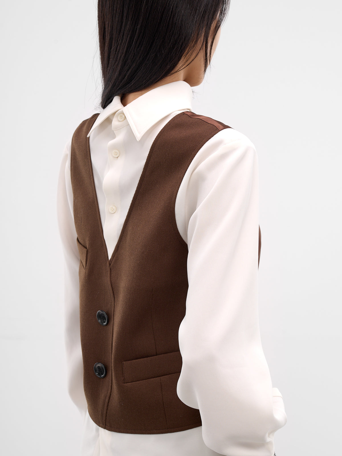 Backwards Layered Waistcoat Shirt (SHI1-MAREK-BROWN-CREAM)