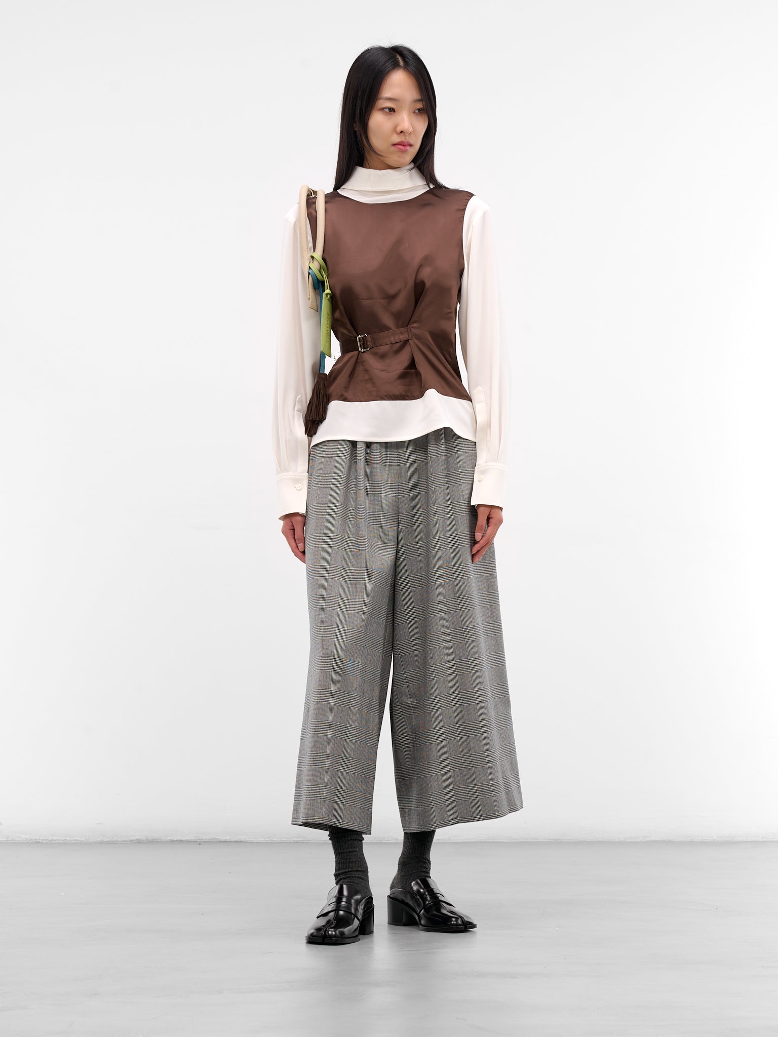 Backwards Layered Waistcoat Shirt (SHI1-MAREK-BROWN-CREAM)