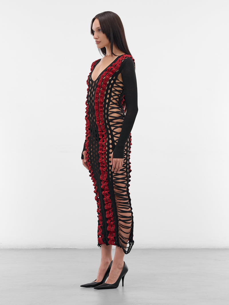 Black Shibari Striped Maxi Dress (SHIBARI-STRIPED-DRESS-AMBER-BL)