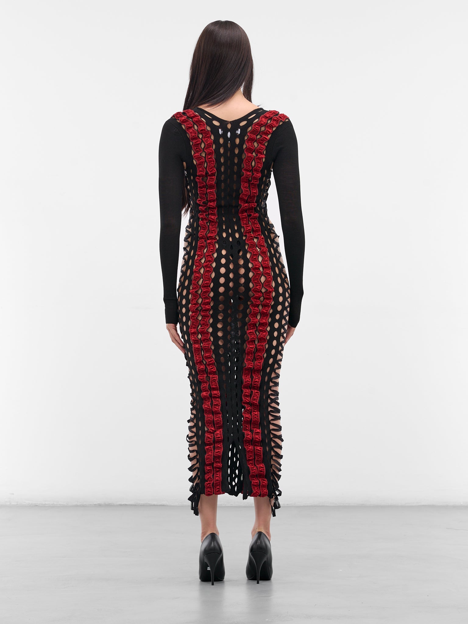 Black Shibari Striped Maxi Dress (SHIBARI-STRIPED-DRESS-AMBER-BL)