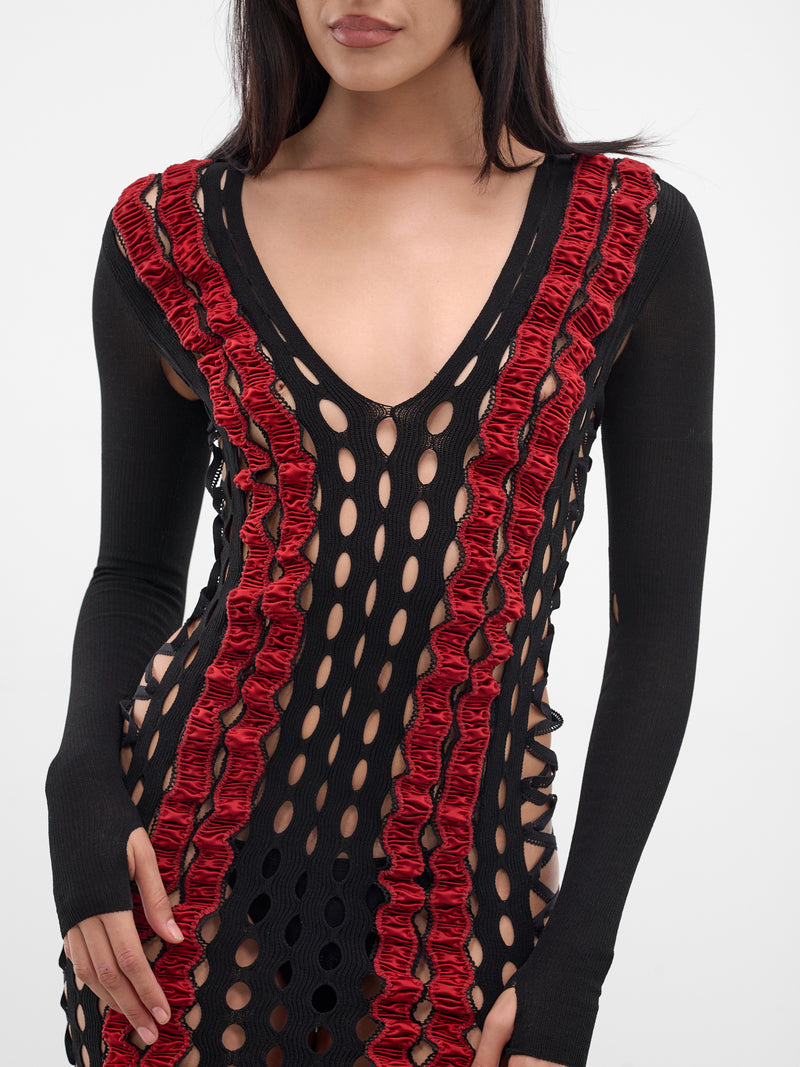 Black Shibari Striped Maxi Dress (SHIBARI-STRIPED-DRESS-AMBER-BL)