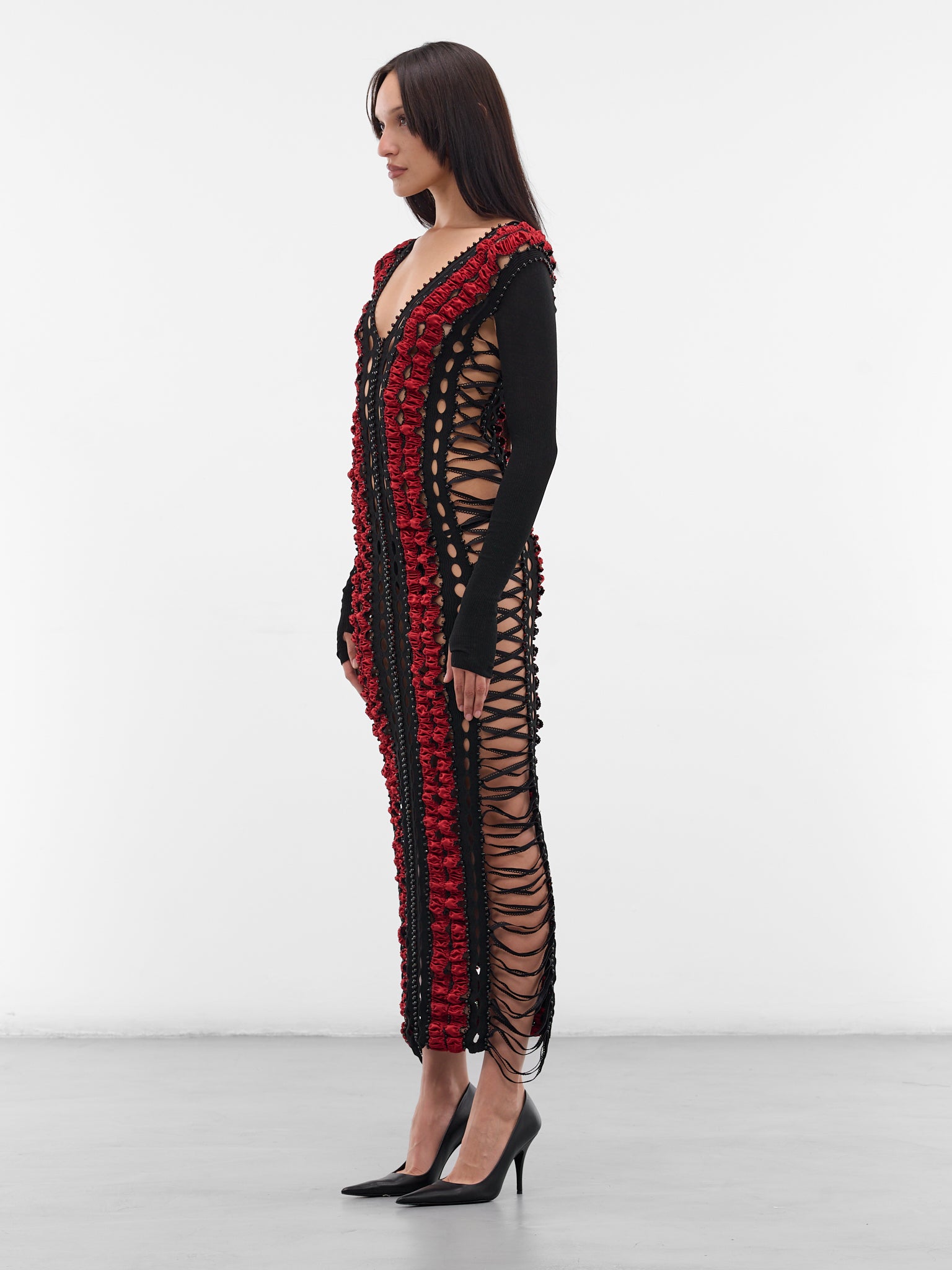 Shibari Striped Beading Maxi Dress (SHIBARI-STRIPED-BEADING-AMBER)