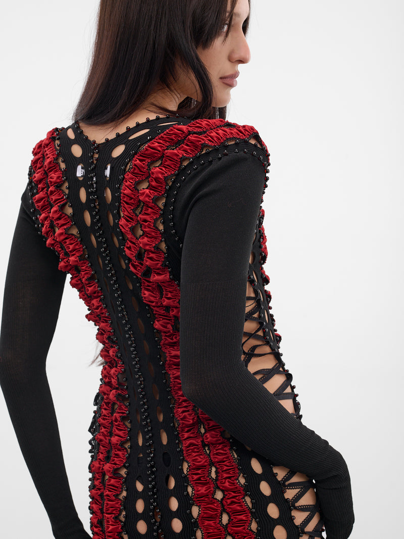 Shibari Striped Beading Maxi Dress (SHIBARI-STRIPED-BEADING-AMBER)