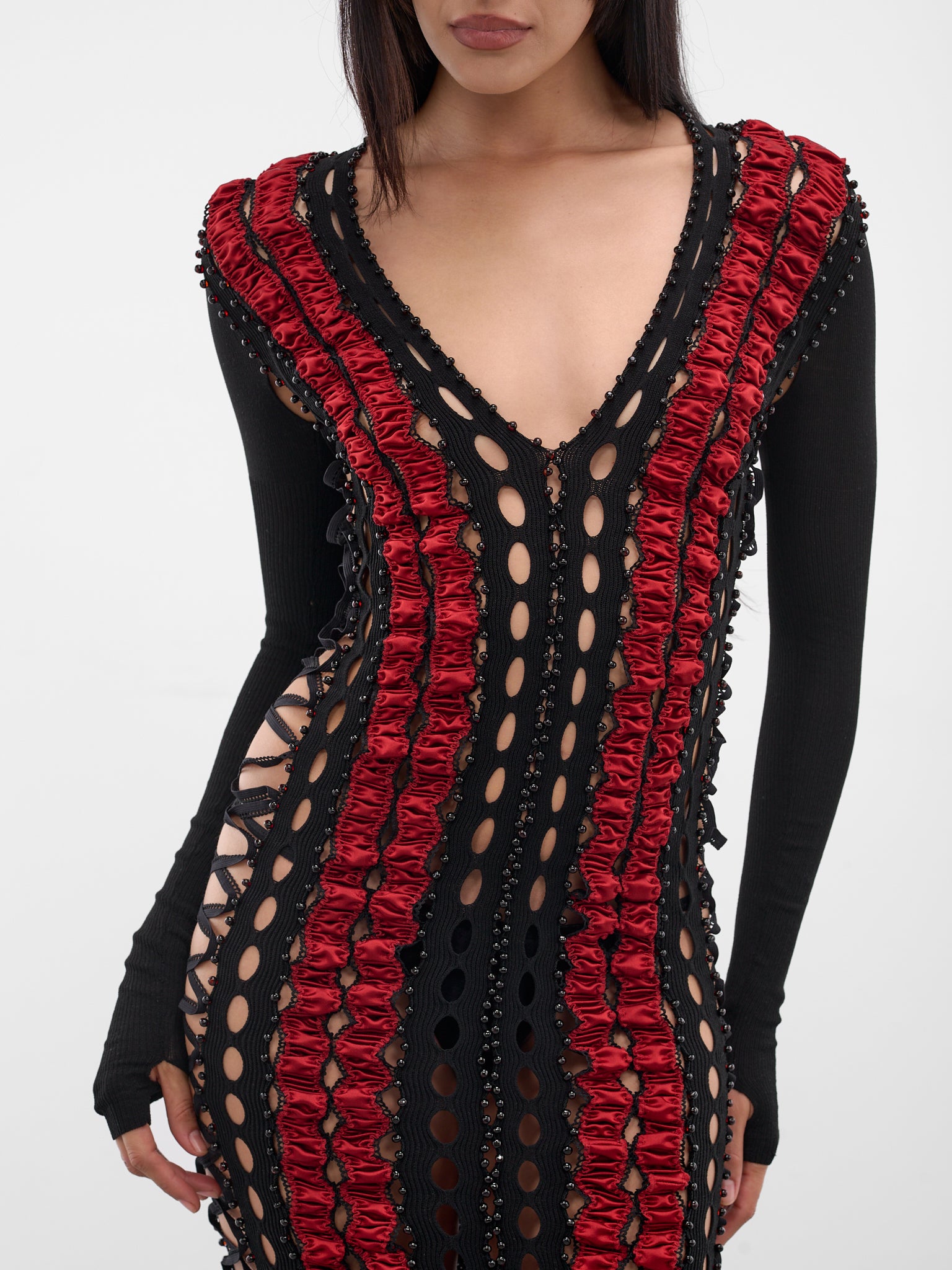 Shibari Striped Beading Maxi Dress (SHIBARI-STRIPED-BEADING-AMBER)