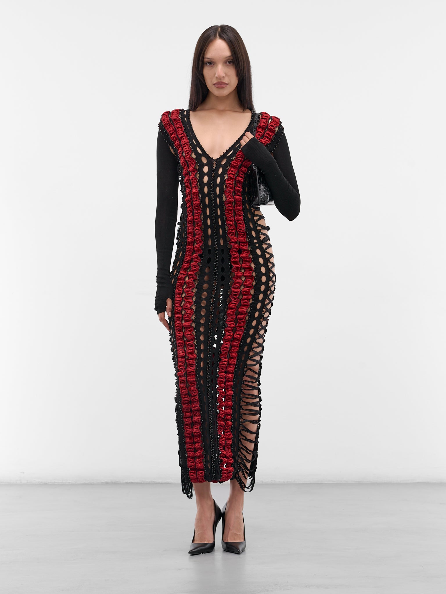 Shibari Striped Beading Maxi Dress (SHIBARI-STRIPED-BEADING-AMBER)