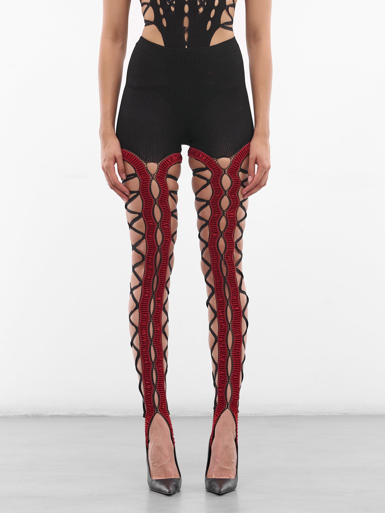 Black Shibari Knit Shorts Tights (SHIBARI-TIGHTS-AMBER-BLACK)