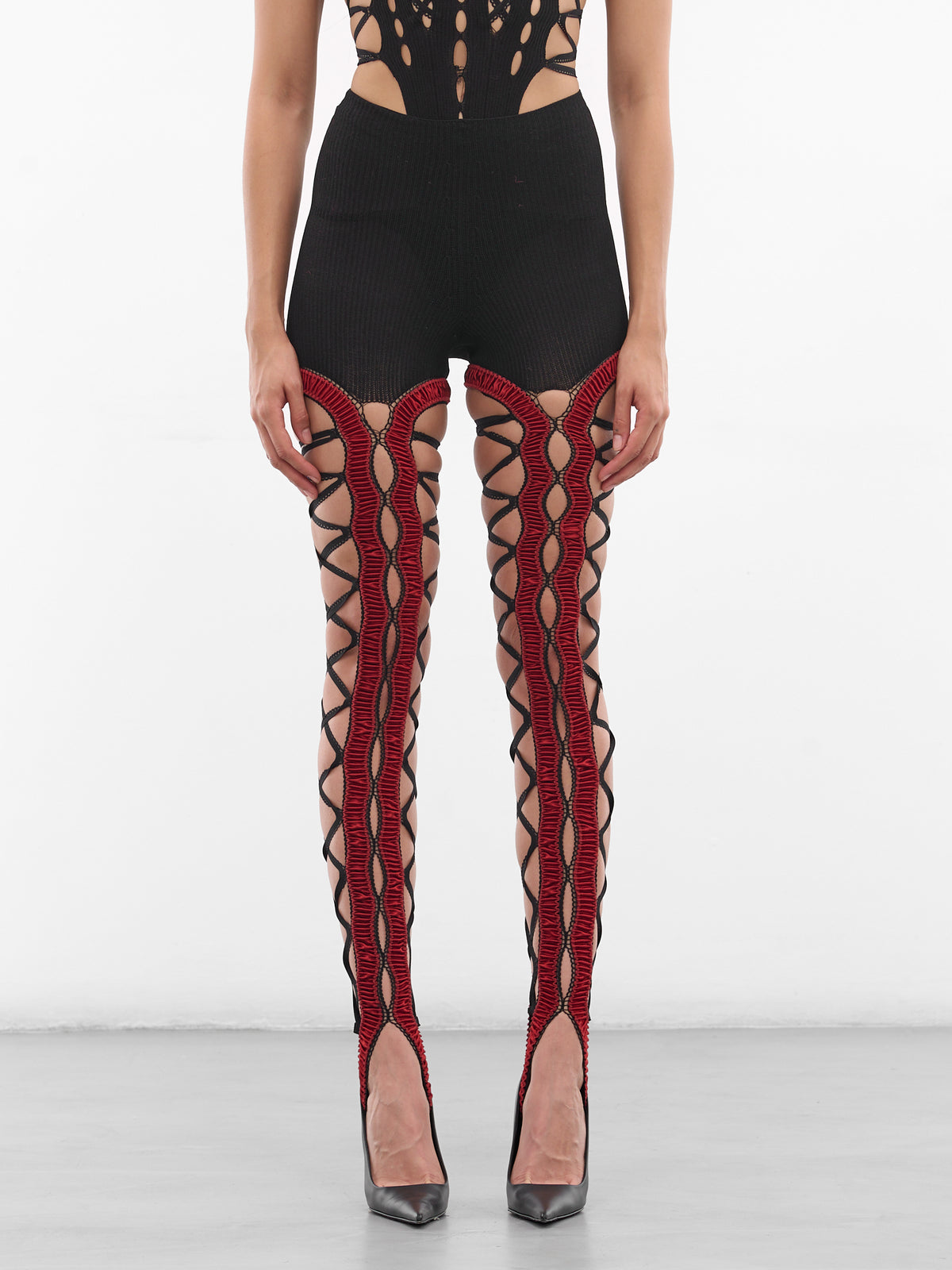 Black Shibari Knit Shorts Tights (SHIBARI-TIGHTS-AMBER-BLACK)