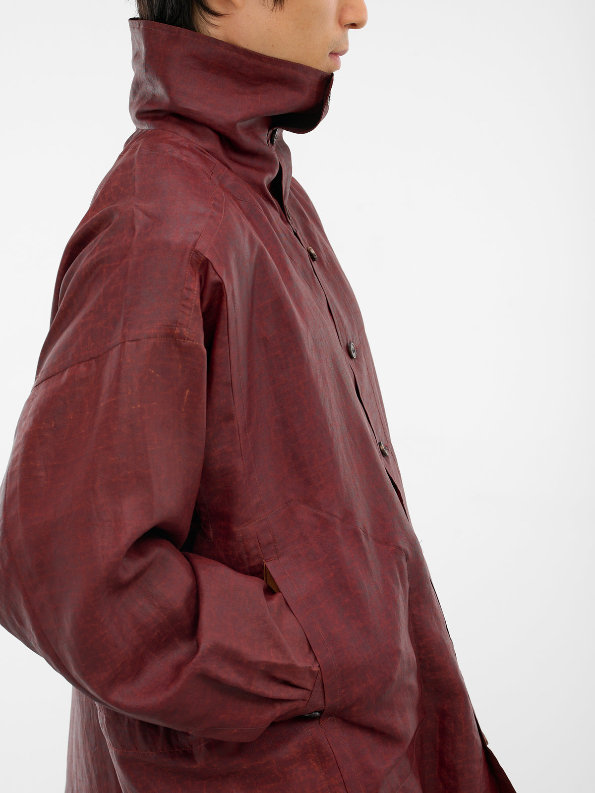Red Shuliang Silk Button-Up Shirt (SHIRT-110-OXBLOOD)