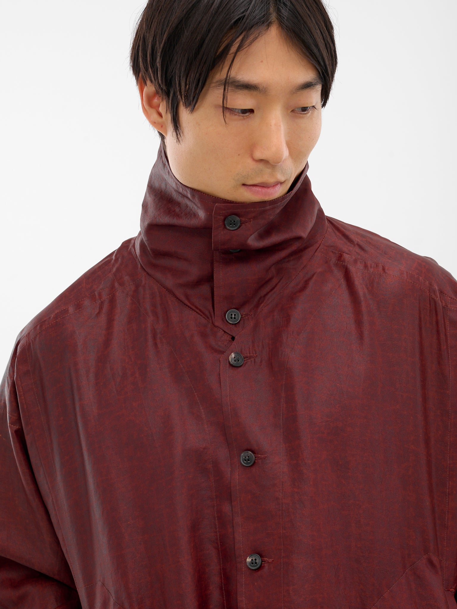 Red Shuliang Silk Button-Up Shirt (SHIRT-110-OXBLOOD)