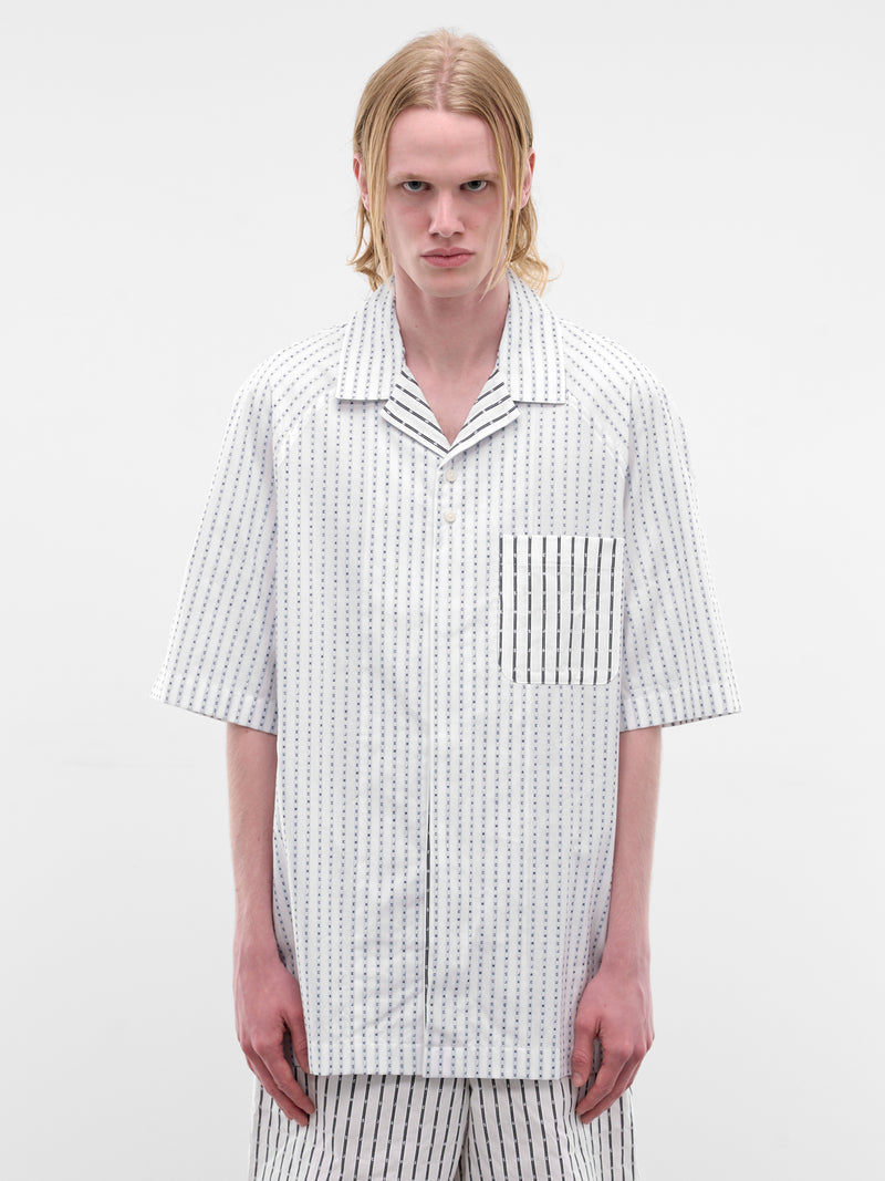 White Striped Romarin Shirt (SHM00573AW00778-LOGO-TIGHT-STR)