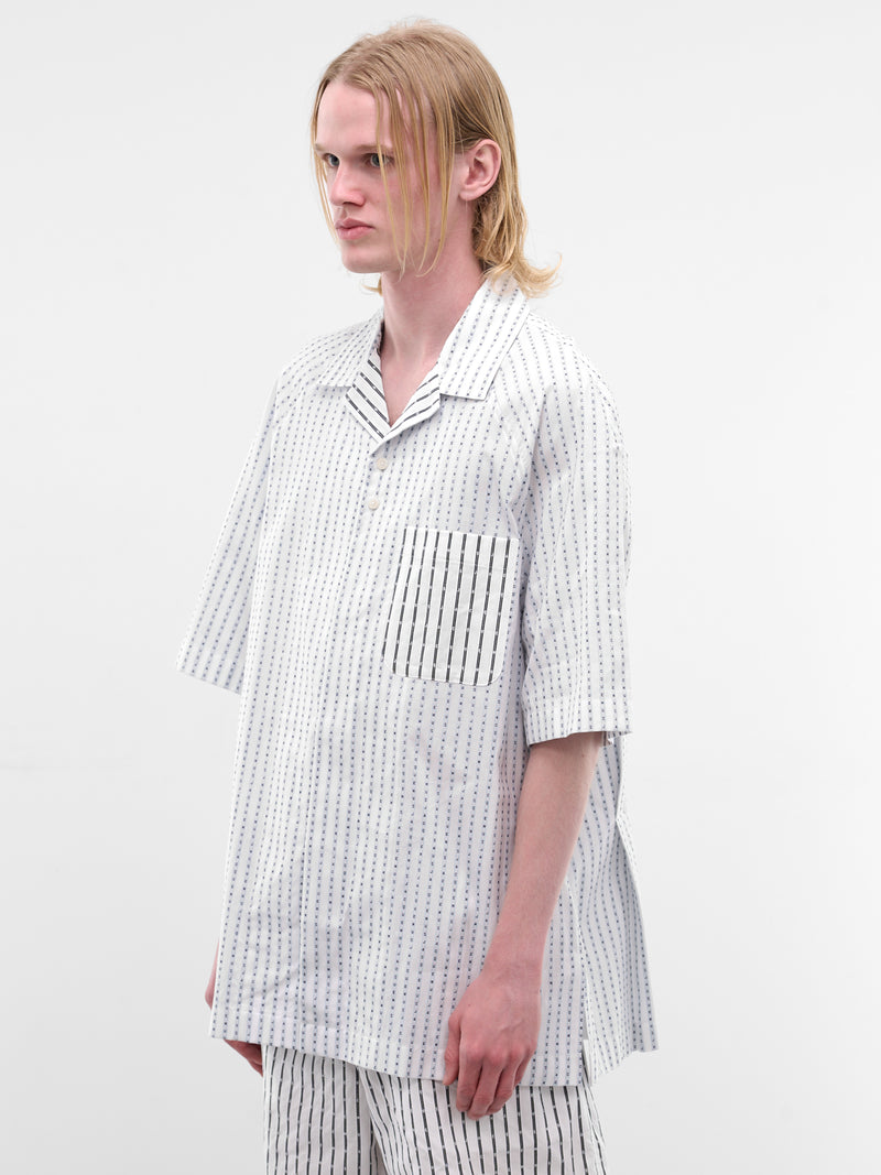 White Striped Romarin Shirt (SHM00573AW00778-LOGO-TIGHT-STR)