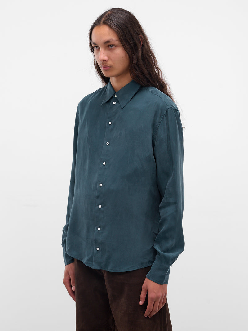 Blue Cupro-Viscose Button-Up Shirt (SHR-101-01-BLUE)