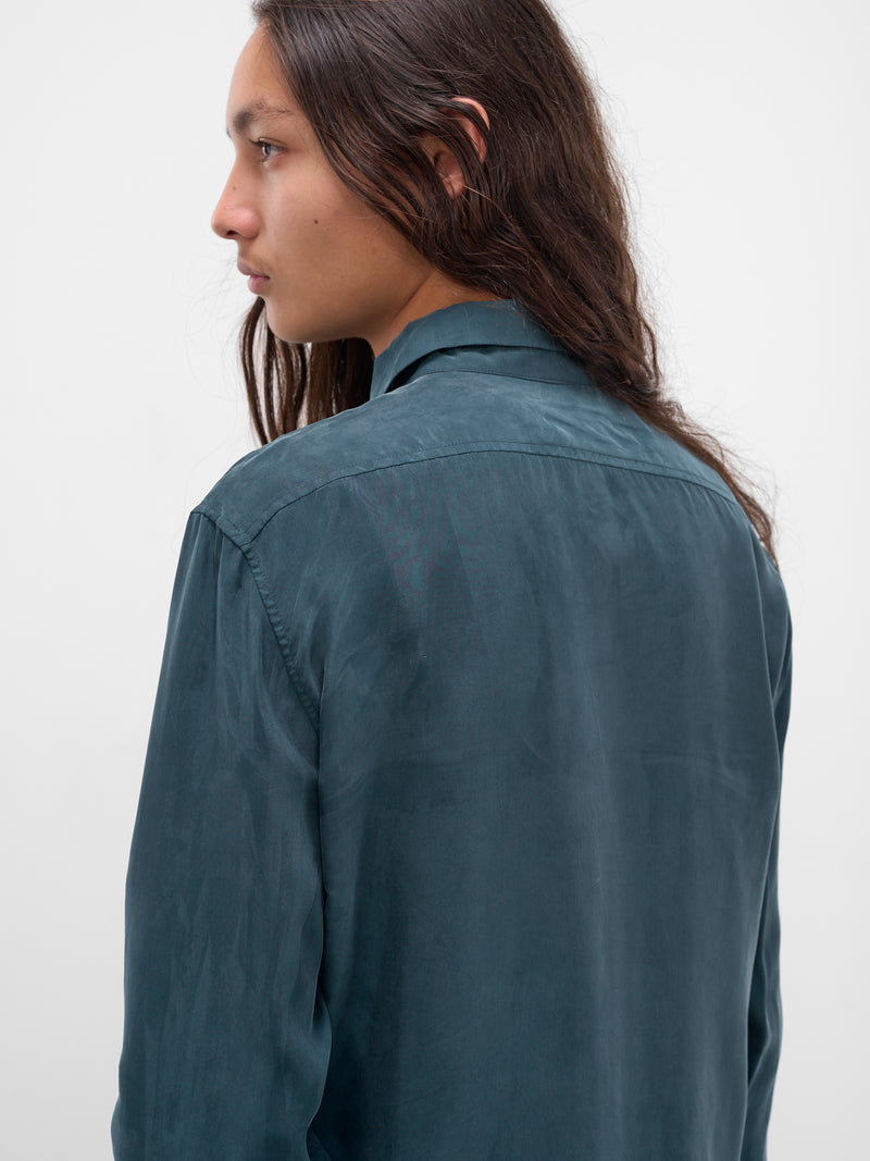 Blue Cupro-Viscose Button-Up Shirt (SHR-101-01-BLUE)