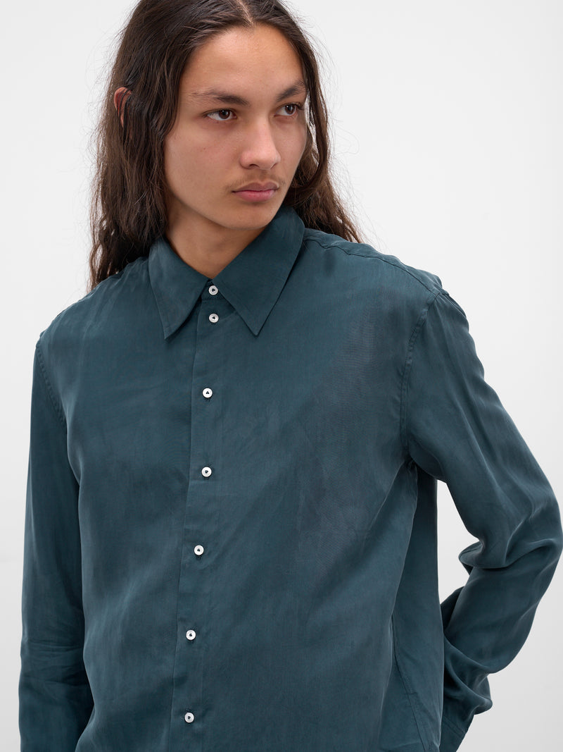 Blue Cupro-Viscose Button-Up Shirt (SHR-101-01-BLUE)