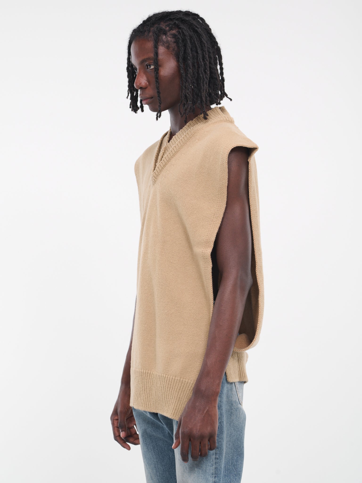 Distressed Knit Vest (SI1TH0001-S18064-BROWN)