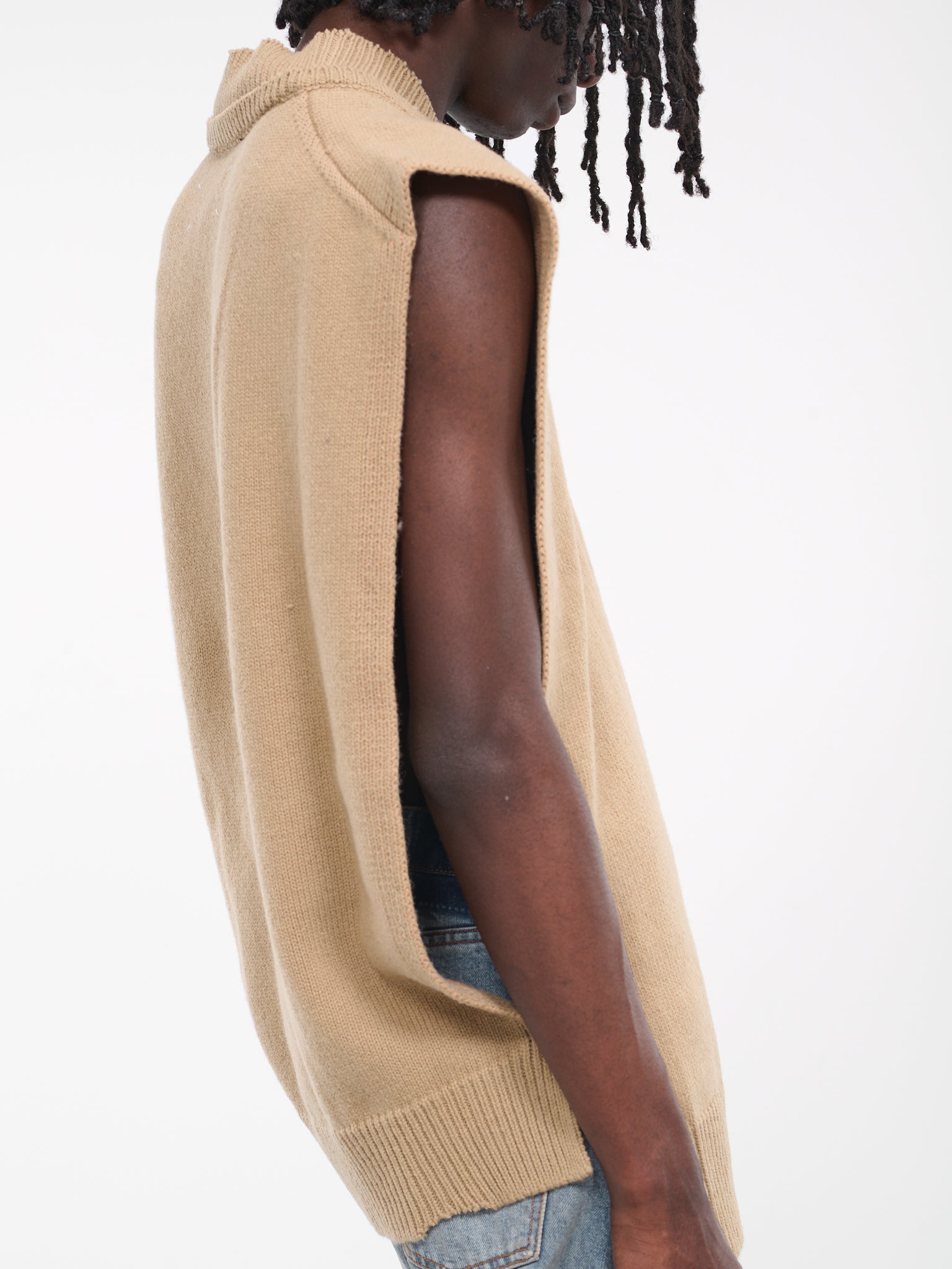 Distressed Knit Vest (SI1TH0001-S18064-BROWN)