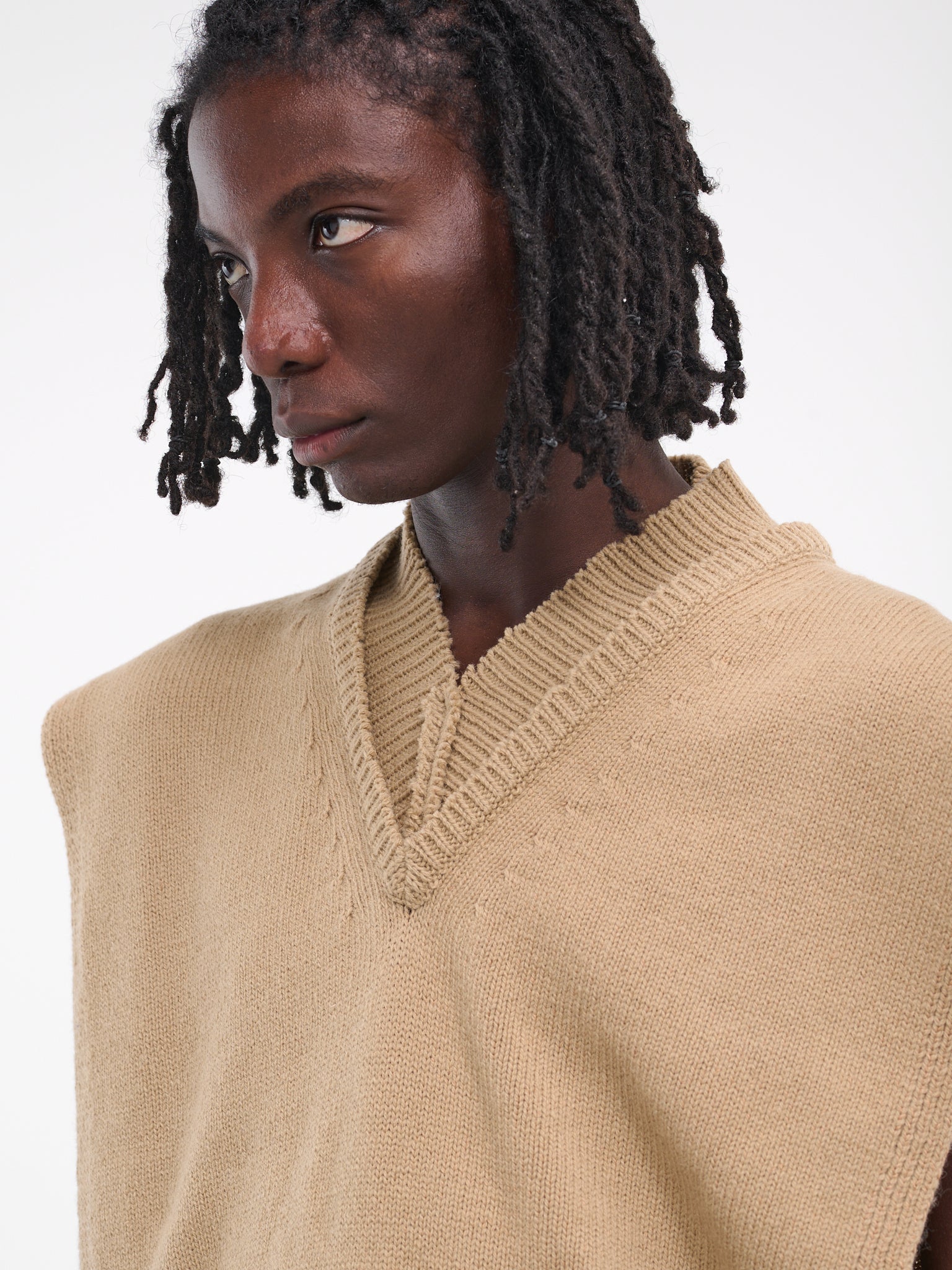 Distressed Knit Vest (SI1TH0001-S18064-BROWN)