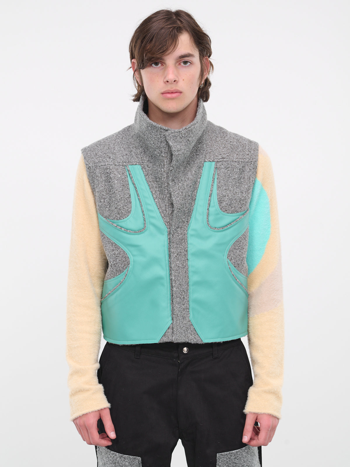 Patched Vest (SJV02G-BOXY-GREY-TURQUOISE-GRE)