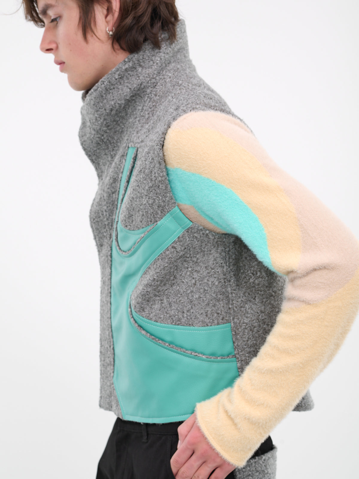 Patched Vest (SJV02G-BOXY-GREY-TURQUOISE-GRE)