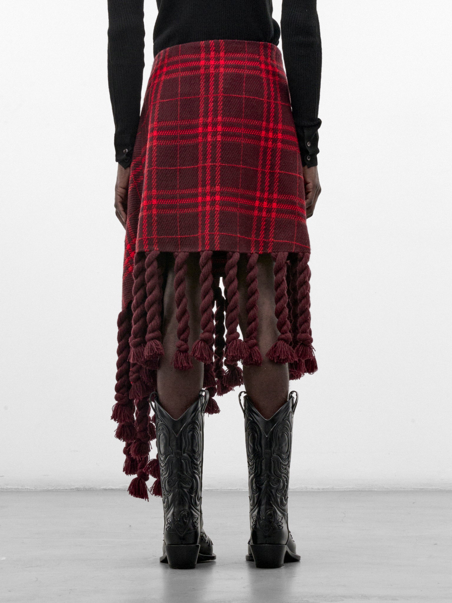 Red Plaid Scarf Wrap Skirt (SK-002-A-RED-SCARF)