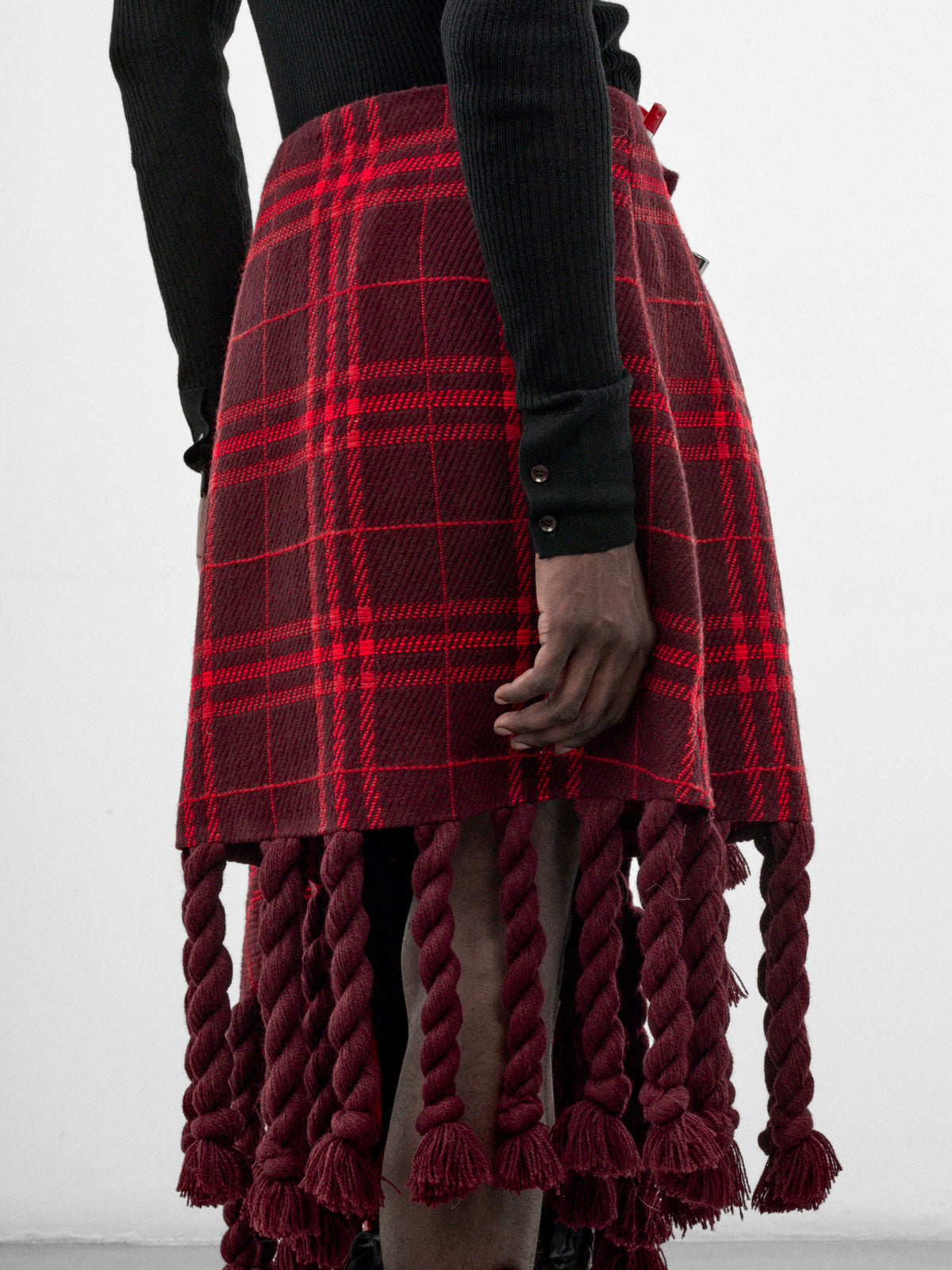 Red Plaid Scarf Wrap Skirt (SK-002-A-RED-SCARF)