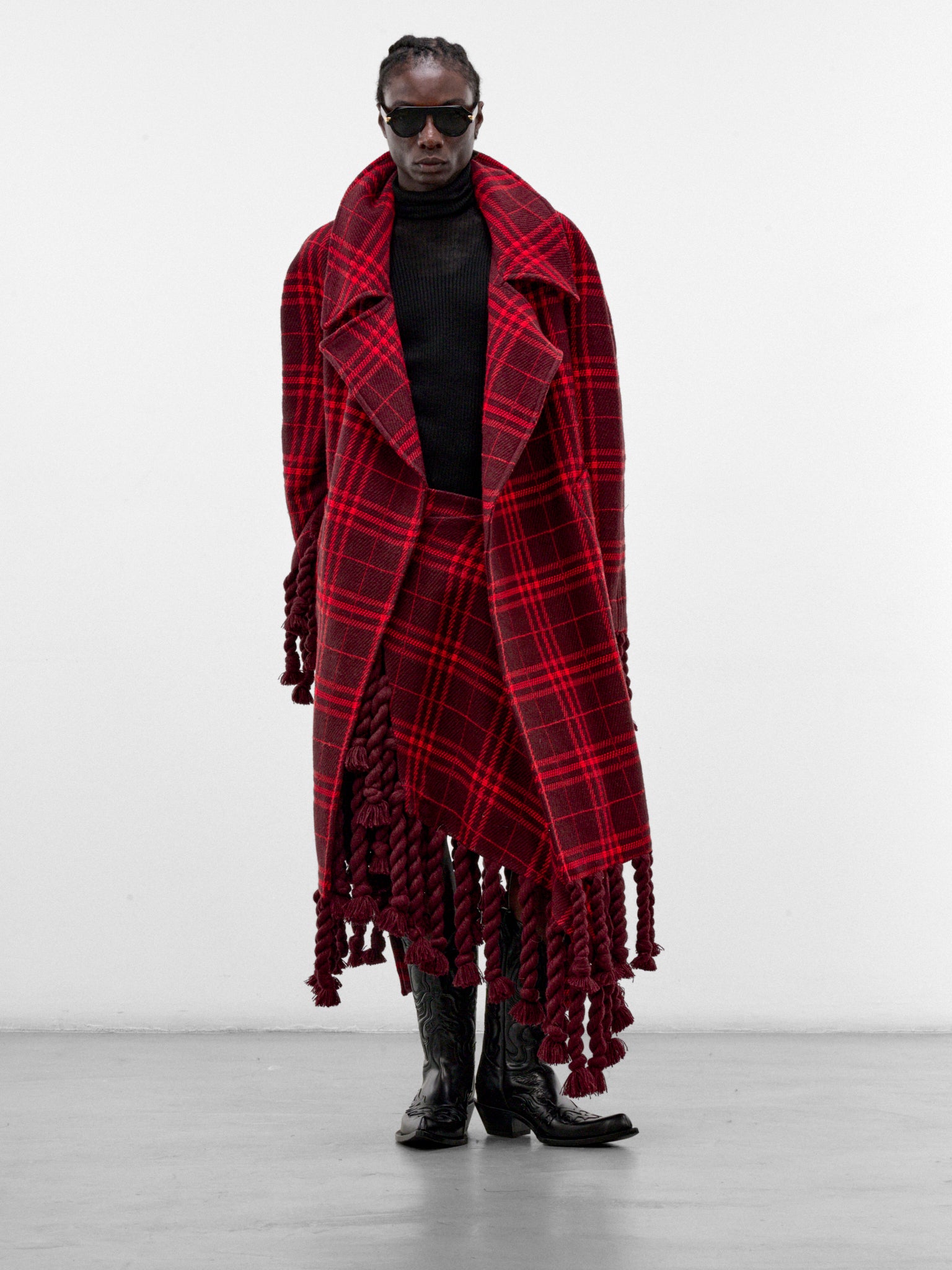 Red Plaid Scarf Wrap Skirt (SK-002-A-RED-SCARF)