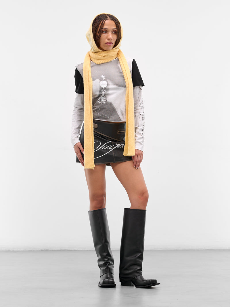 Black Leather Graphic Mini Skirt (SK-01-BLACK)