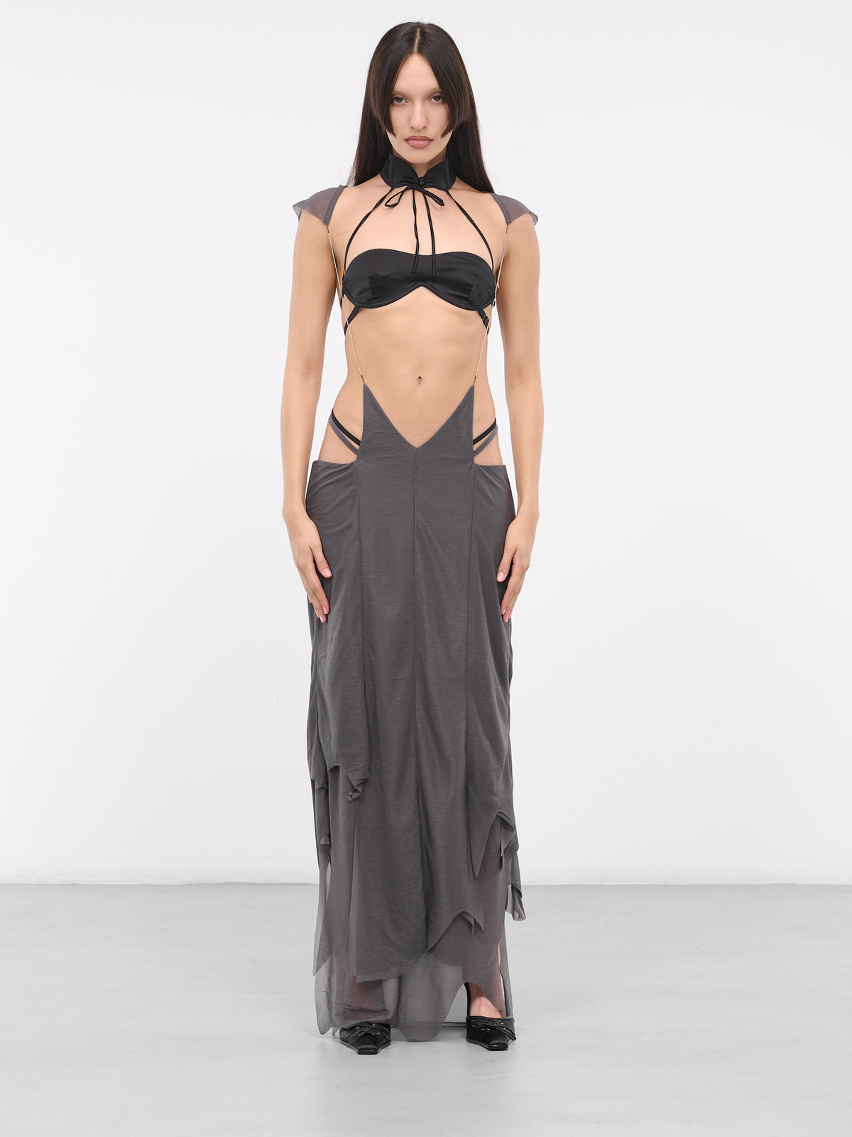 Draped Strap Dress (SK-03-GR-GREY)