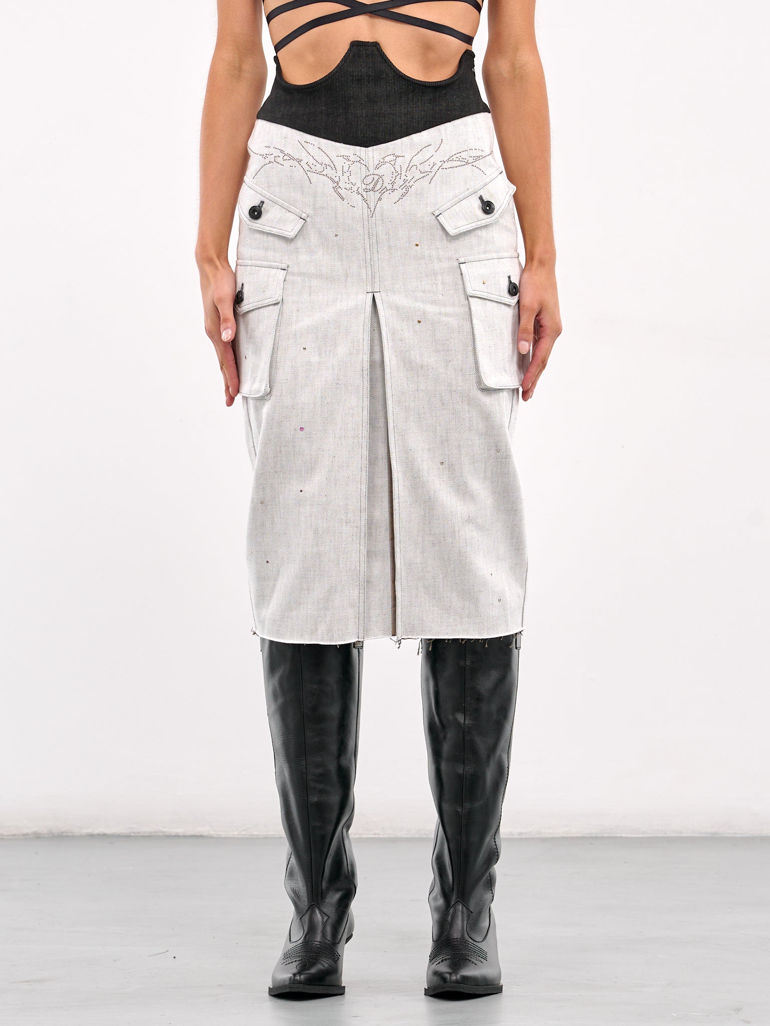 Cargo Midi Skirt (SK-04WH-OFF-WHITE)