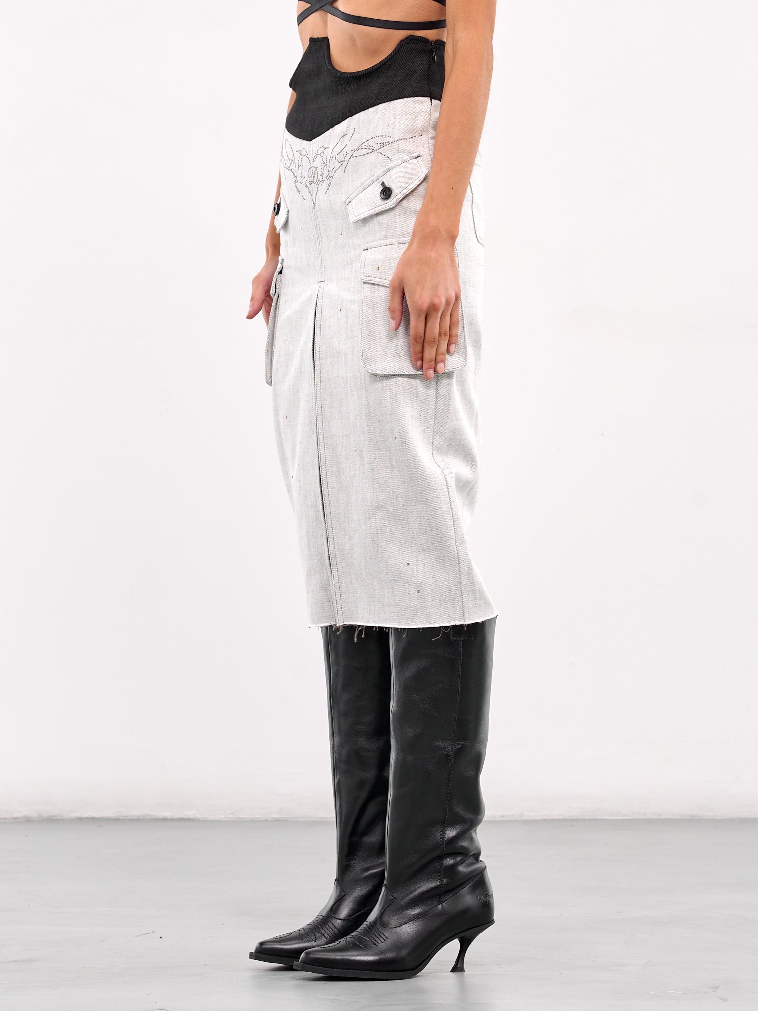Cargo Midi Skirt (SK-04WH-OFF-WHITE)