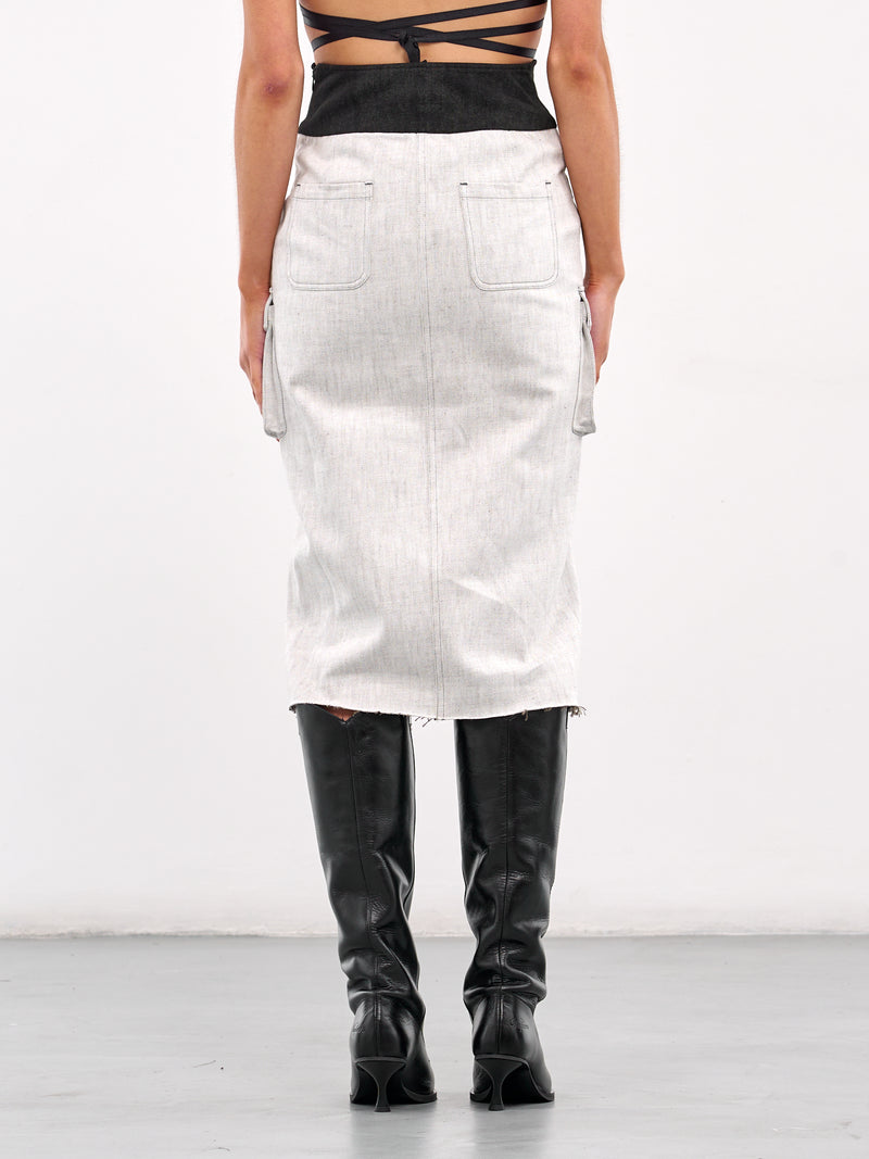 Cargo Midi Pencil Skirt (SK-04WH-OFF-WHITE)