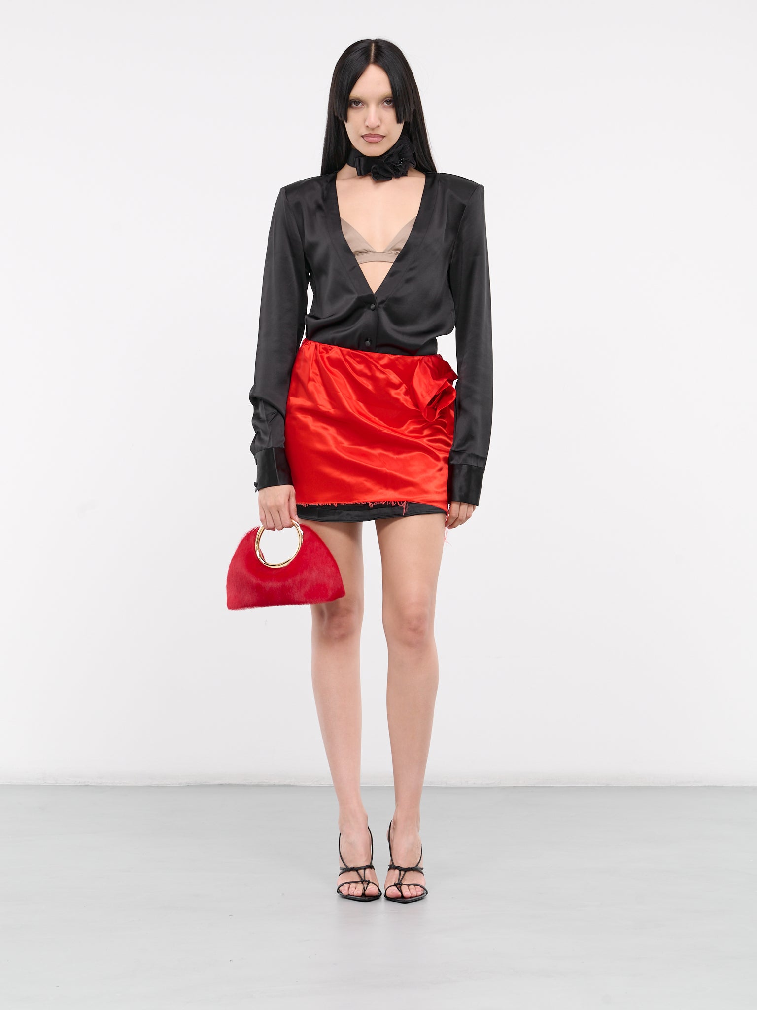 Rose-Embellished Mini Skirt (SK-09RRE-RED)