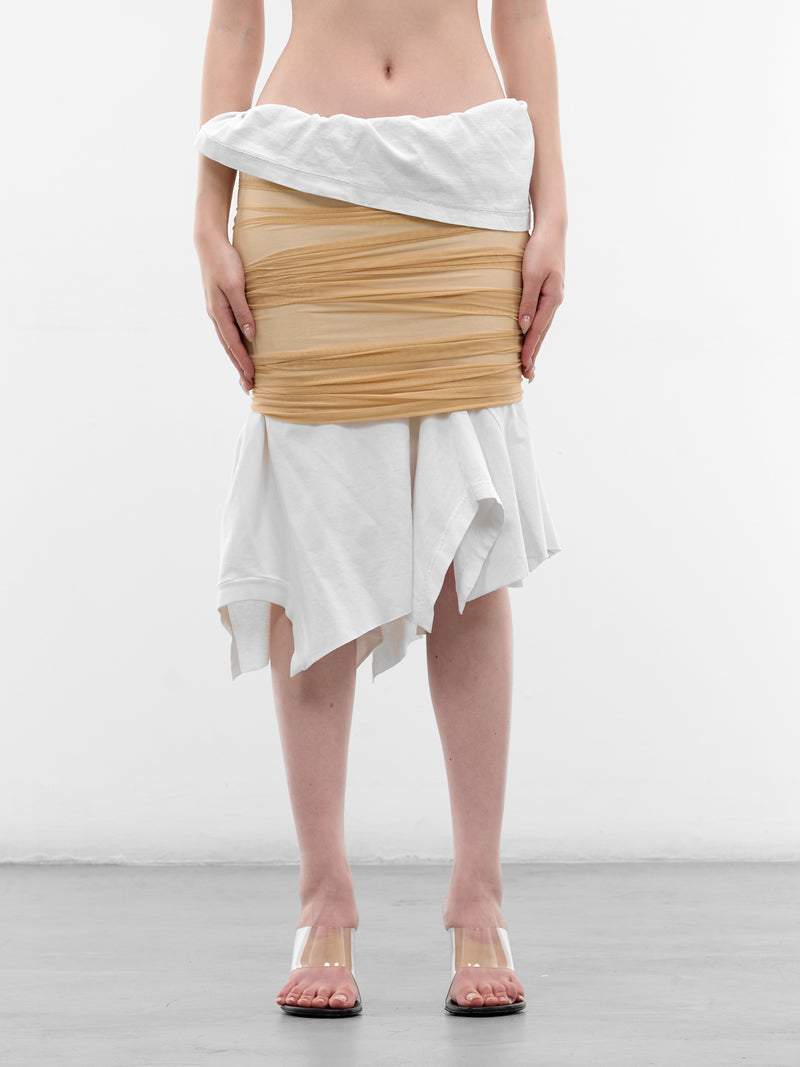 Layered T-Shirt & Mesh Wrap Skirt (SK-TSM-1-WHITE-MESH)