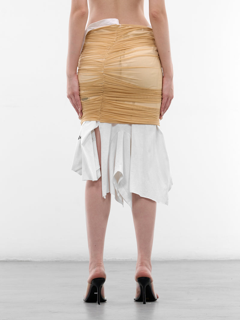 Layered T-Shirt & Mesh Wrap Skirt (SK-TSM-1-WHITE-MESH)