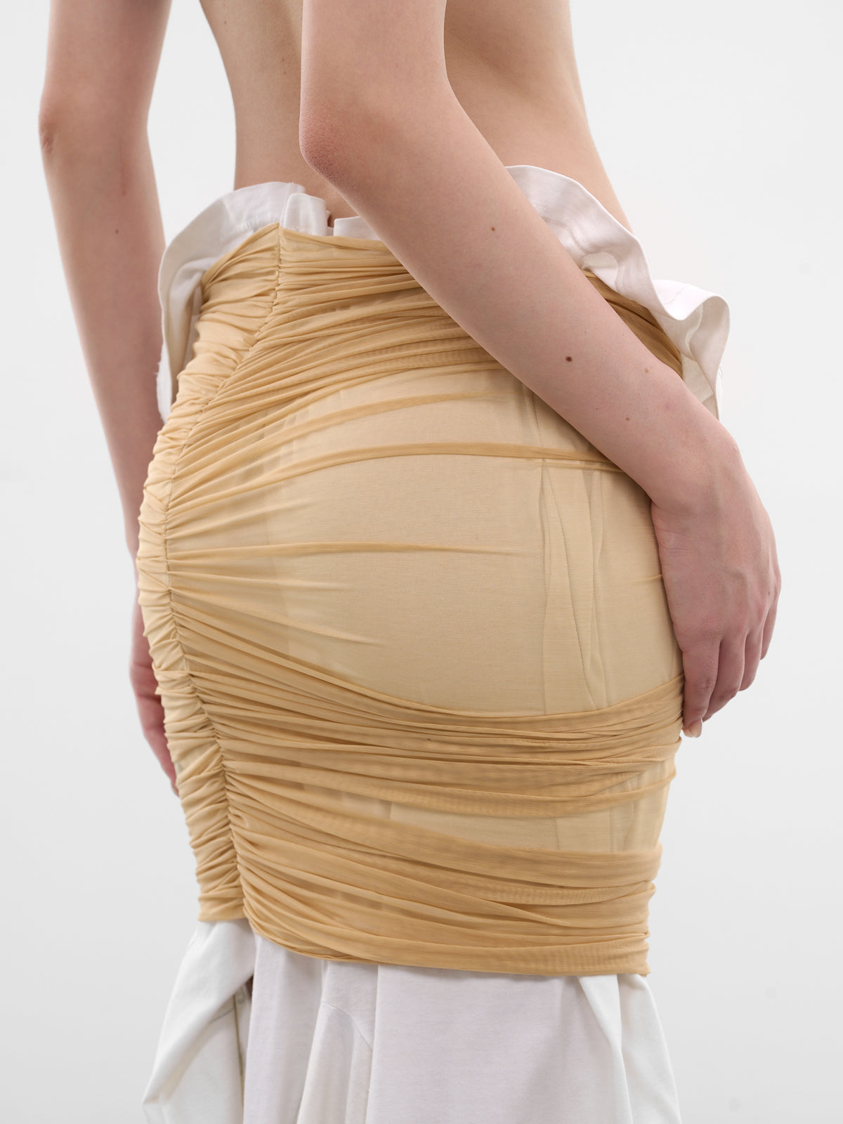 Layered T-Shirt & Mesh Wrap Skirt (SK-TSM-1-WHITE-MESH)