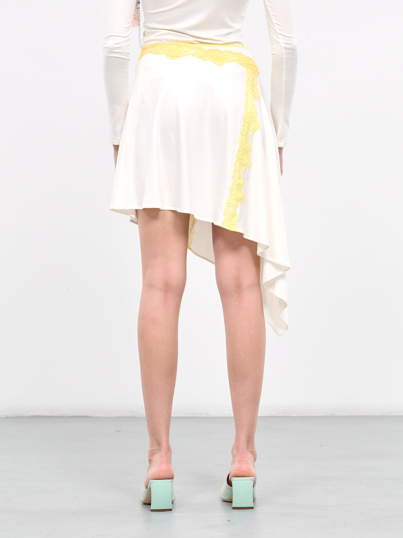 Lace Trim Asymmetric Napkin Skirt (SK003-COCO-MILK)
