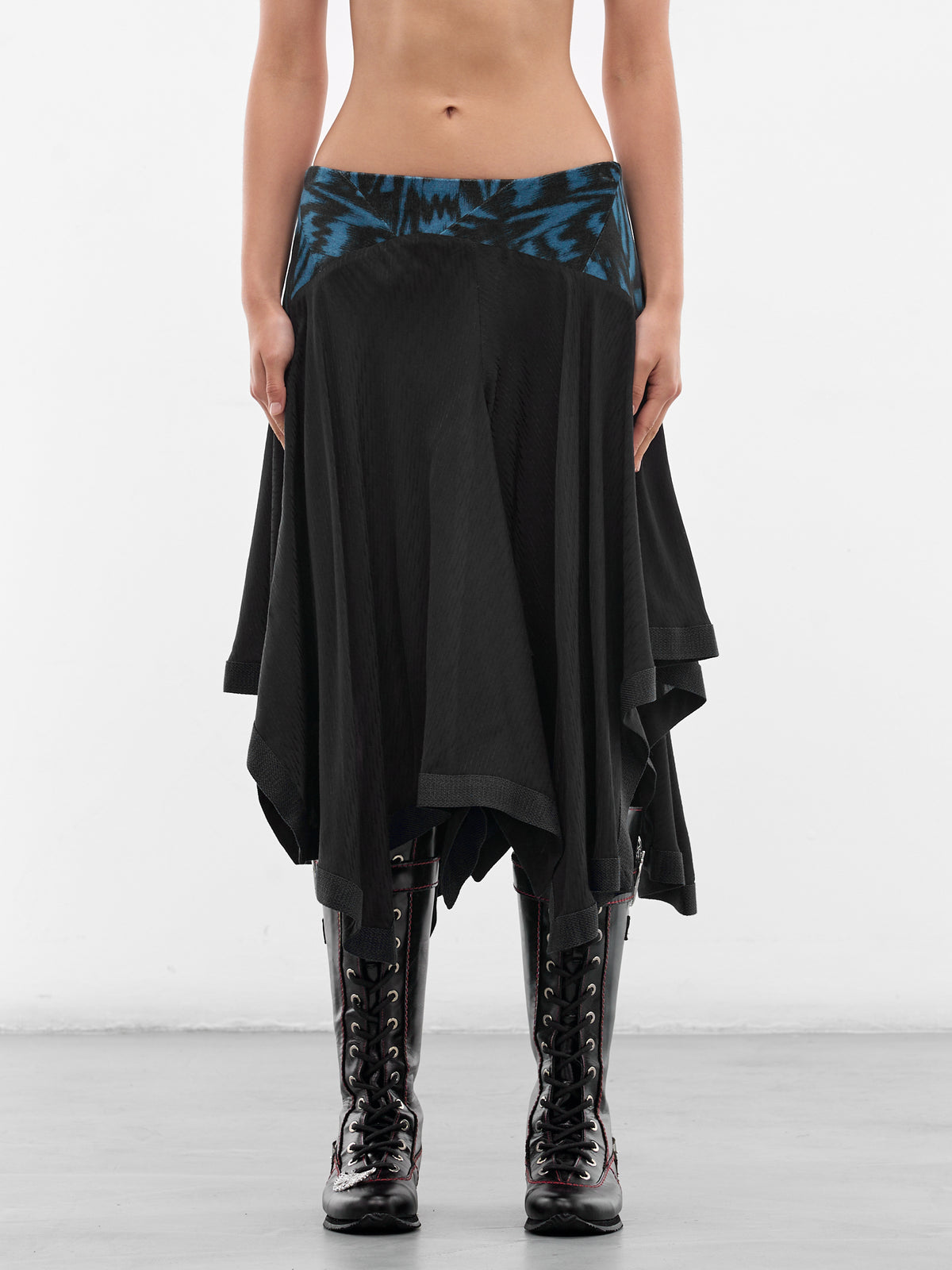 Black Klapheck Asymmetric Midi Skirt (SK01-66-NIGHT-BLACK)
