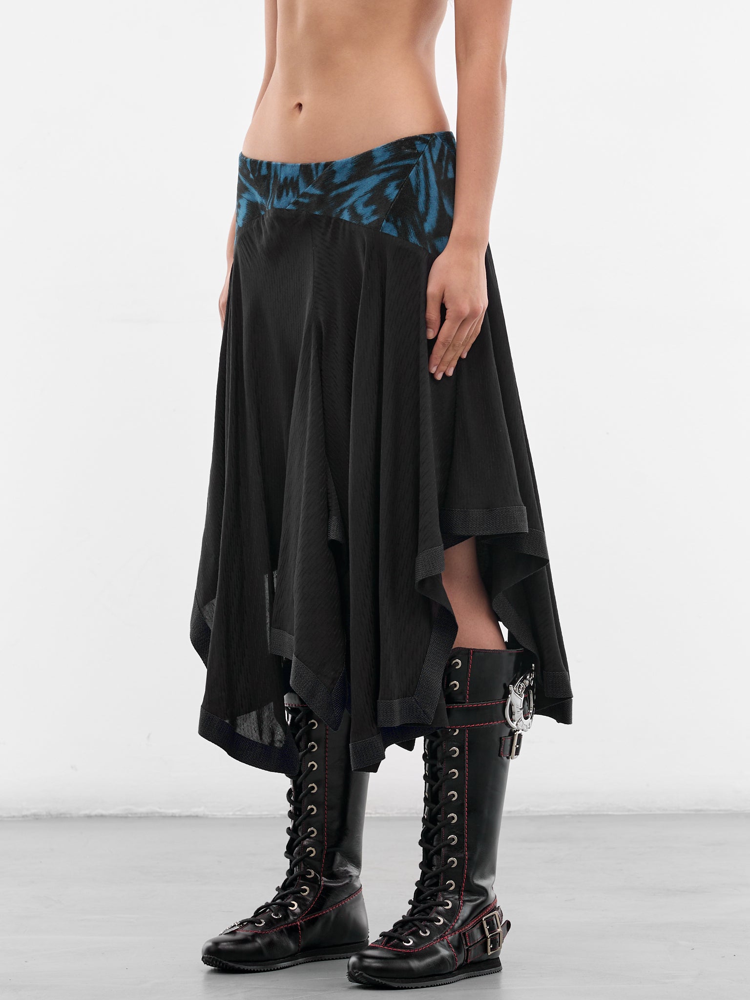 Black Klapheck Asymmetric Midi Skirt (SK01-66-NIGHT-BLACK)