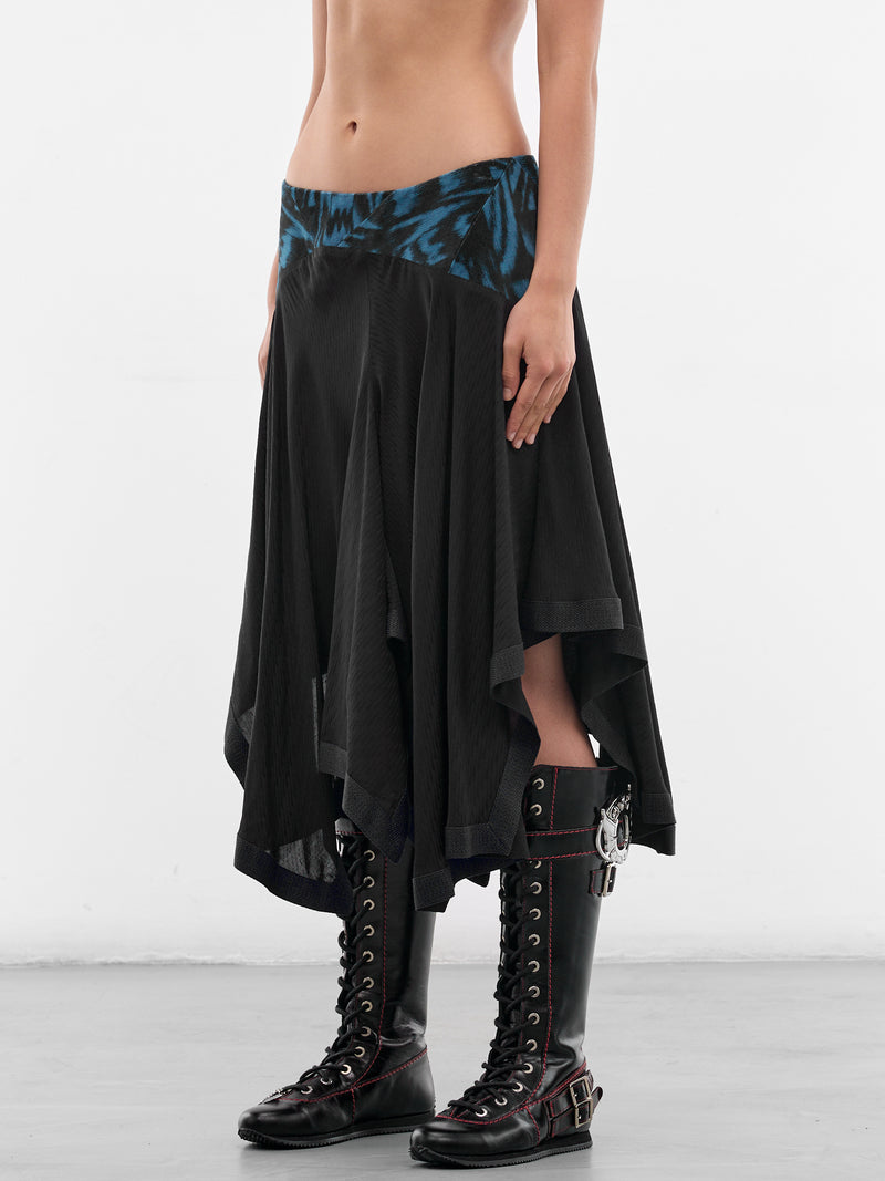 Black Klapheck Asymmetric Midi Skirt (SK01-66-NIGHT-BLACK)