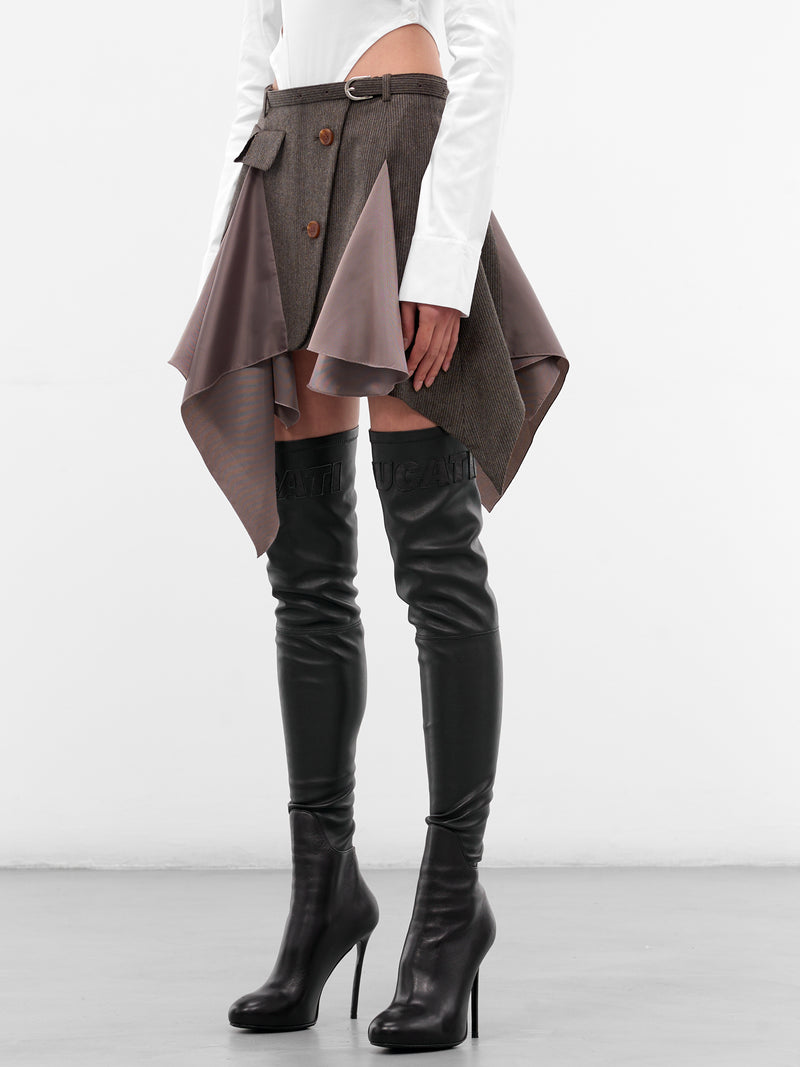 Deconstructed Flared Lining Mini Skirt (SK01-GRAY)