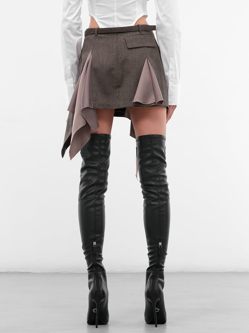 Deconstructed Flared Lining Mini Skirt (SK01-GRAY)