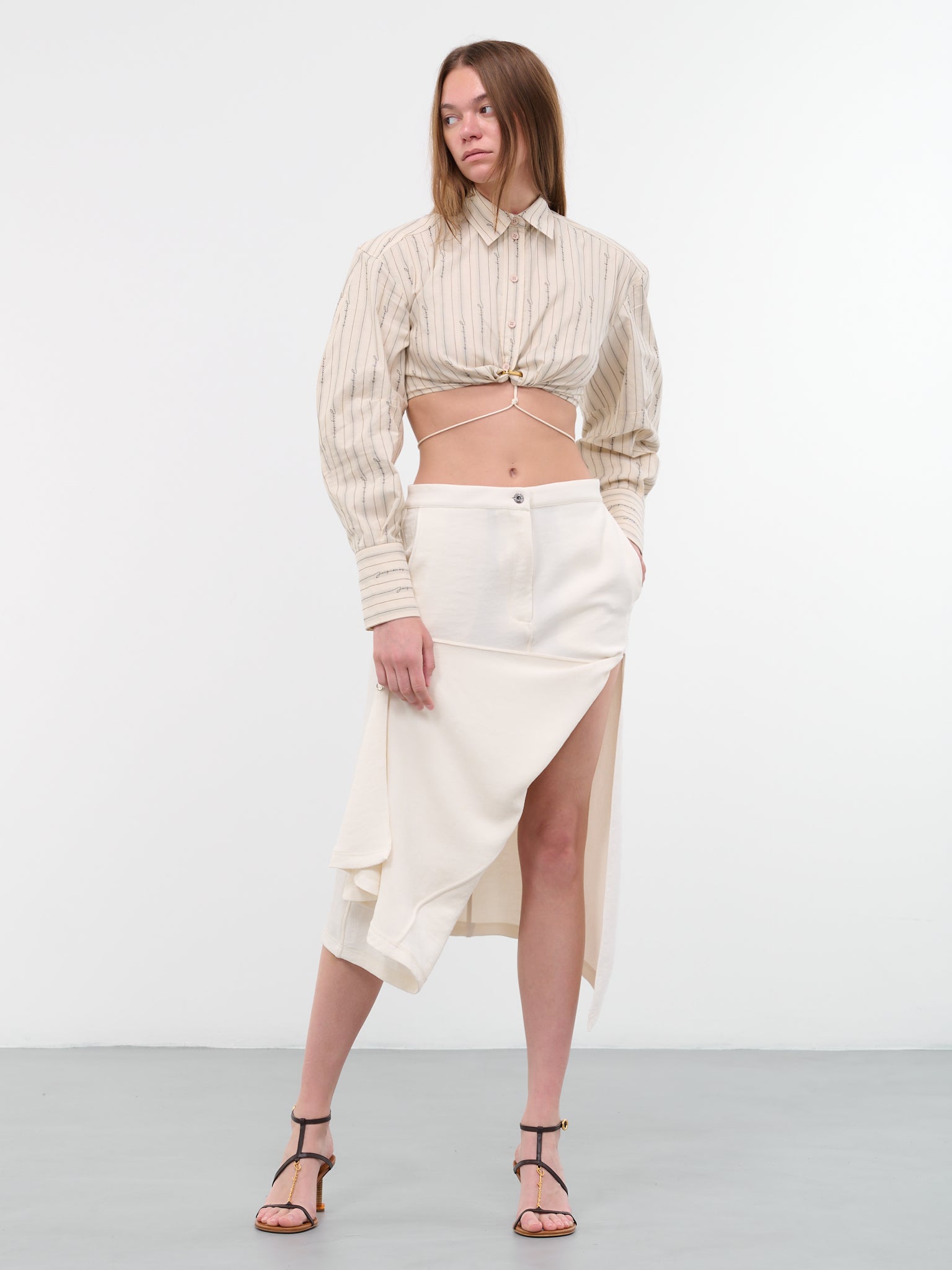 Asymmetric Draped Skirt (SK0134-PG1253-002-OFFWHITE)