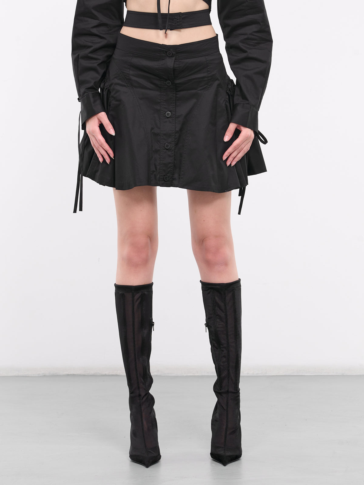 Cotton Mini Skirt (SK018904730473-BLACK)
