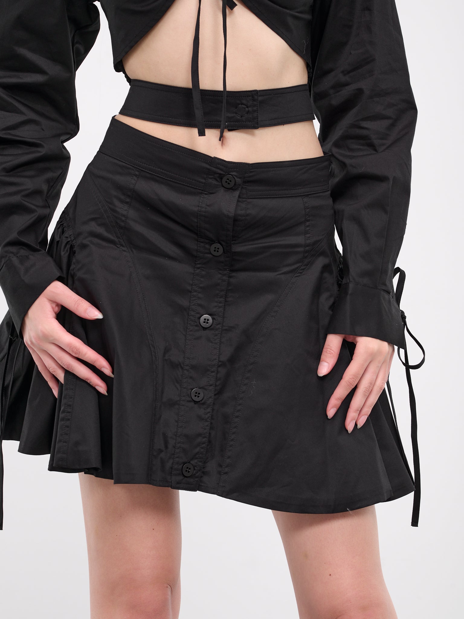 Cotton Mini Skirt (SK018904730473-BLACK)
