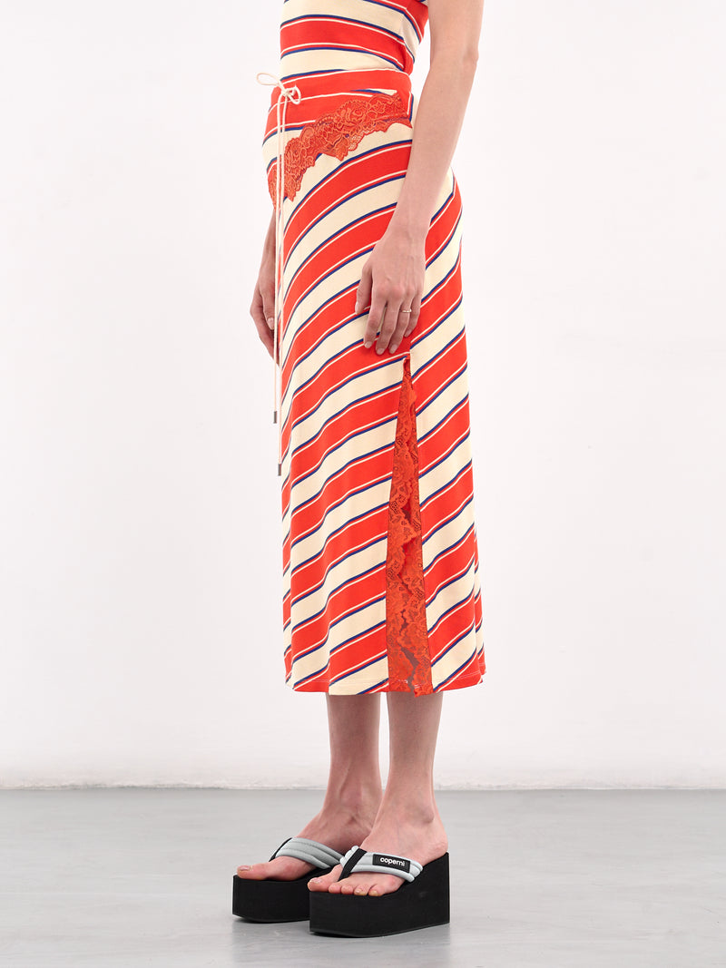 Striped Bias Lace Midi Skirt (SK049-STRIPES)