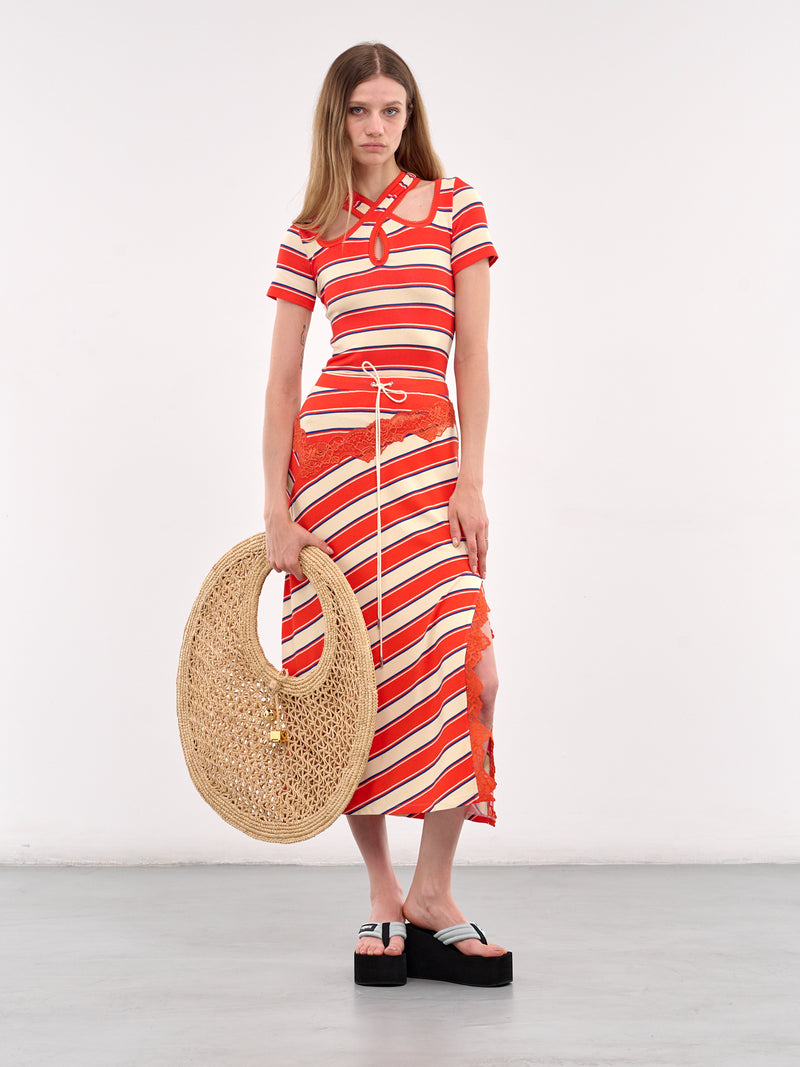 Striped Bias Lace Midi Skirt (SK049-STRIPES)