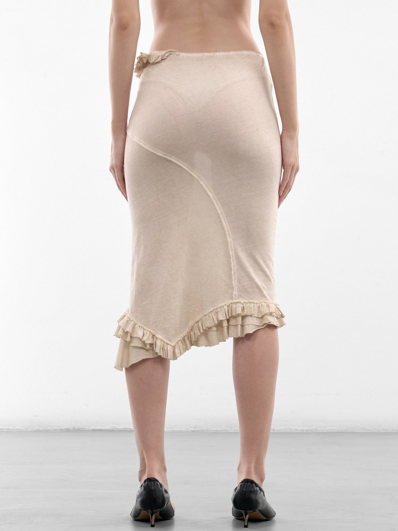 White Ruffle Midi Skirt (SK04A-1-WHITE-SWAN)