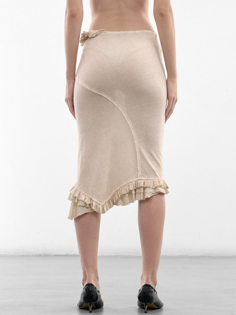 White Ruffle Midi Skirt (SK04A-1-WHITE-SWAN)