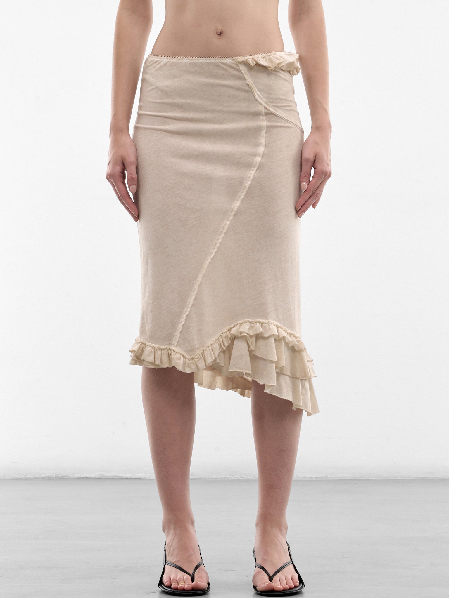 White Ruffle Midi Skirt (SK04A-1-WHITE-SWAN)
